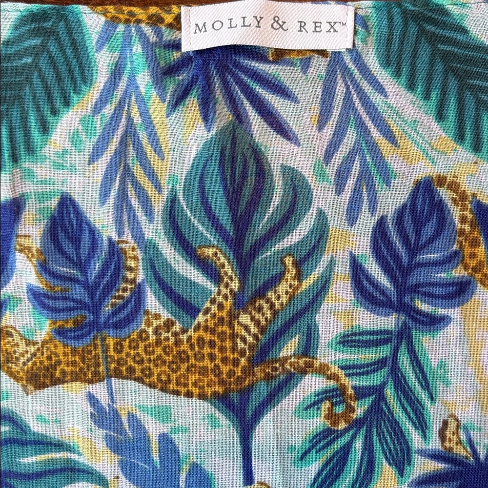 Molly & Rex Jungle Leopard Print Lightweight Scarf with Blues and Greens